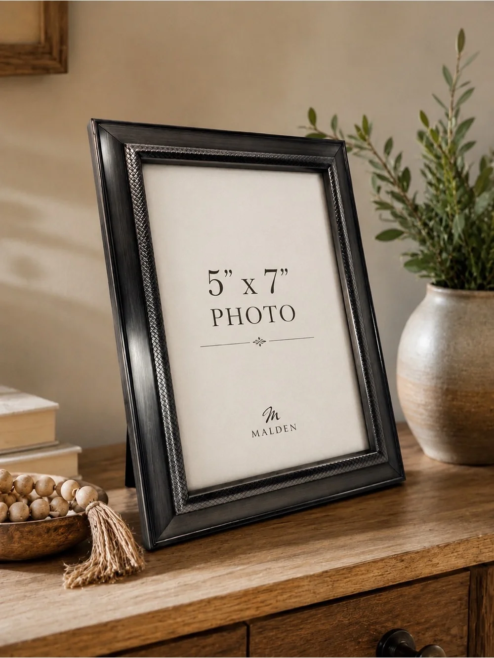 Malden Black silver Photo Frame with Textured Inner Trim